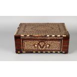 A large Horshiapur ivory inlaid chest, India, 19th century, of rectangular form, with hinged lid,