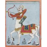 A Gandharva, Malwa, circa 1800, opaque pigments on paper, the male nature spirit shown drawing