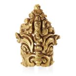 A Gupta gold hair ornament of Kirtimukha, India, 5th-8th century, in the form of a male mask with