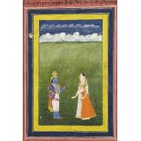 Krishna and Radha, Rajasthan, India, late 19th century, opaque pigments on paper, Krishna shown