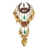 A gem-set gold forehead pendant (chand-tikka), Punjab, Lahore, first half 19th century, by repute