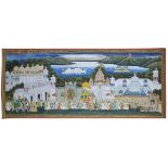 A large painting on cloth of a procession, India, 20th century, 184 by 78 cmPlease refer to