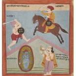 An illustration from an unusual Ragamala Series, India, Gujarat, circa 1800, opaque pigments on