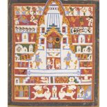 The Jagannath triad in the Puri temple(paicha mathra), Puri, 20th century, unfinished 26.2 x 22.5cm.