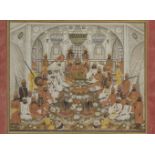 A painting of the durbar, Rajasthan, India, early 20th century, opaque pigments heightened with gold