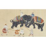 A Kotah drawing of an elephant, circa 1790, and an elephants in combat, 20th century, opaque