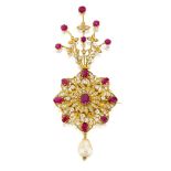 A diamond- and ruby-set gold sarpech formerly the property of the Maharaja of Patiala, Bhupinder