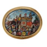 A finely painted Mughal miniature on ivory depicting a procession of Akbar Shah II (r. 1806-1837)