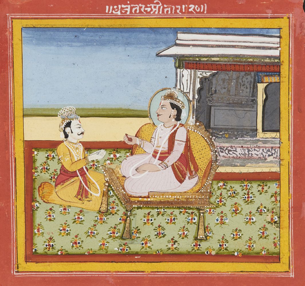An illustration to the Mahabharata, Jaipur, circa 1790, opaque pigments on paper, 14 x 14.7cm