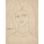 Francis Newton Souza (Indian, 1924-2002), Sketch of a Woman, signed and dated '88 lower left, felt-