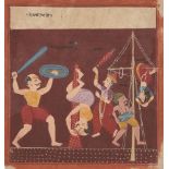 An illustration from an unusual Ragamala Series, India, Gujarat, circa 1800, opaque pigments on