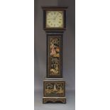 A Victorian Chinoiserie longcase clock by William Flint of Ashford, the plain square hood with