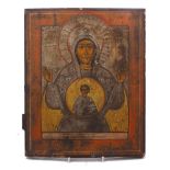 A Russian icon depicting the Virgin of the Sign, 19th century, painted on a single wood panel in