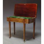 A George III style mahogany side table with inbuilt part canteen of silver flatware, Birmingham, c.