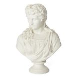 A parian porcelain bust of a woman by James & Thomas Bevington, late 19th century, on socle base,