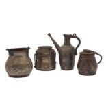 Four large tinned copper vessels, Greek, 19th century, the jug 32cm high (4) Provenance: Theo Sarmas