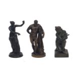 Three Grand Tour bronzes, late 19th century, after the Antique, comprising: the Farnese Hercules,