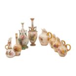 A group of Royal Worcester blush porcelain wares, late 19th / early 20th Century, comprising four