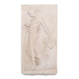 A composition relief panel of a Dancing Maenad, 20th century, after the Antique, 43 x 22.5cm