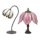 Two Art Nouveau style spelter table lamps, late 20th century, each modelled as a flowering stem,