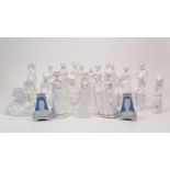 A large group of blanc de chine Spode figures, 20th century, designed by Pauline Shone, examples