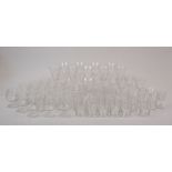 A quantity of glassware, late 20th century including; wine glasses, 18cm high, brandy glasses and