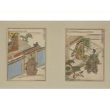 19th Century Japanese School, Two book plates, depicting Bijin and Suitors, possible a depiction