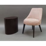 A contemporary pink velvet side chair, of recent manufacture, on splayed and tapered ebonised