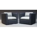 A pair of Hackney armchairs by Hay, of recent manufacture, upholstered in charcoal and light grey