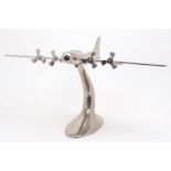 A large cast aluminium decorative aeroplane desk model, 20th Century, modelled as a Boeing B-17 '