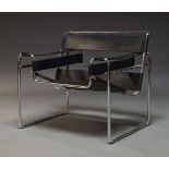 After Marcel Breuer, a 'Model B3' or 'Wassily' chair, of recent manufacture, with black leather seat