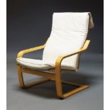 Noboru Nakamura, a bent ply 'Poa?ng Chair' for Ikea, c.1990, of cantilever construction, with