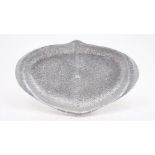 A white metal tray, 20th Century, designed in the shape of a stingray with scale effect