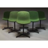 Hay, a set of six 'Neu 10' swivel chairs, of recent manufacture, four upholstered in green fabric,