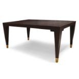 Donghia, a stained wood extending dining table c.2010 The rectangular top with two additional leaves