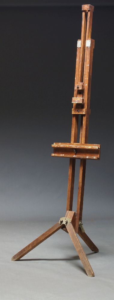 An adjustable artist's wooden easel, on tripod supports, 203cm highPlease refer to department for