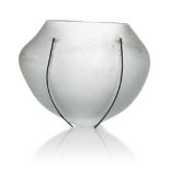 Anna Dickinson (British 1961-), a frosted glass bowl c.1980, unsigned A rounded glass bowl of