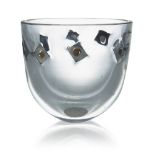 Anna Dickinson (British 1961-), a clear glass bowl c.1980, unsigned A small and heavy clear glass