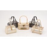 Rialto, a marbleised grey plastic and clear Lucite handbag with two adjustable handles, c.1955,
