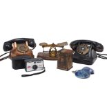 A collection of homewares, early to mid 20th century, to include a black 1950s Bakelite telephone