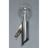 An Italian chromed and glass wall light, c.1970, in the form of a large light bulb, 46cm