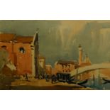 Edward Wesson RI RBA RSMA, British 1910-1983- Venetian scene; watercolour and pencil, signed, 32.