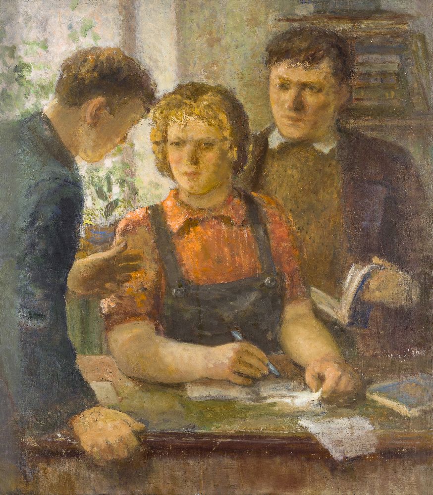 Ivan Diomidovich Chashnikov, Russian 1888-1971- At the Workers’ School, circa 1930; oil on canvas,