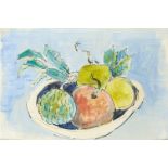 Modern British School, mid-late 20th century- Fruit Basket; watercolour and black felt tip pen,