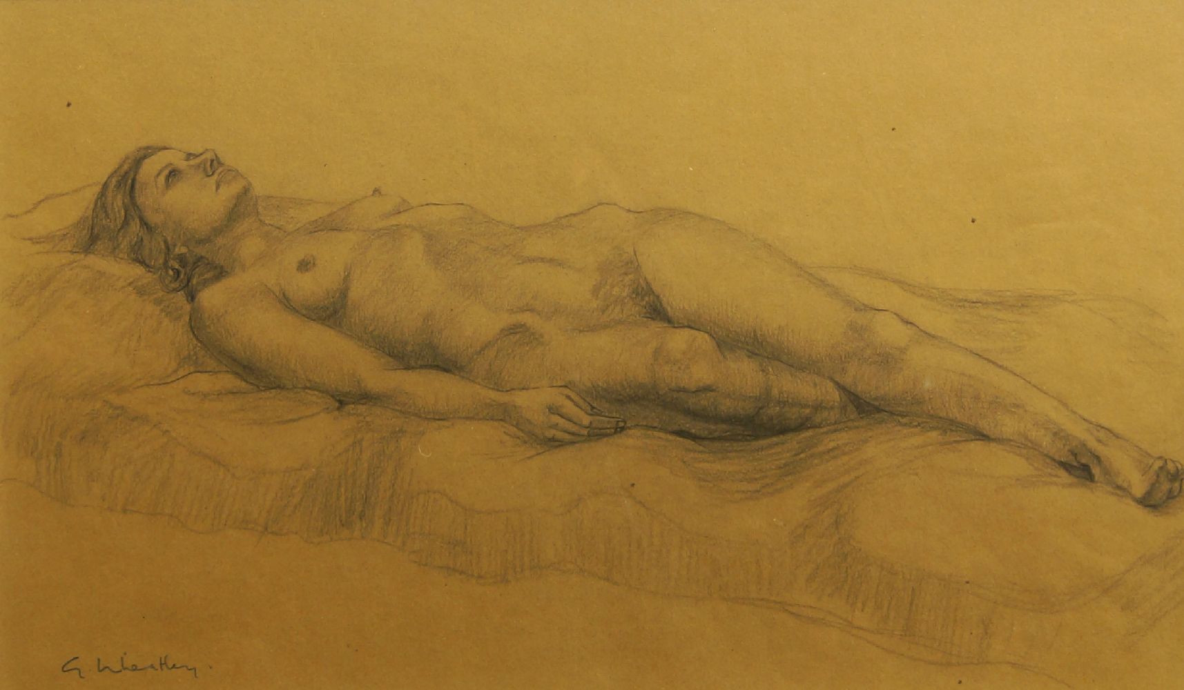 Grahame Wheatley, British b.1943- Two Drawings of Reclining Nudes; charcoal on paper, two, both - Image 2 of 2