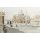 Edward Millington-Drake, British 1932-1994- St Peter’s Rome; watercolour and pen and black ink on