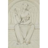 British School, early 20th century- Madonna and child; pen and black ink, pencil and coloured chalk,