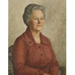 British School, mid-20th century- Portrait of a seated lady, half-length, turned to the right; oil