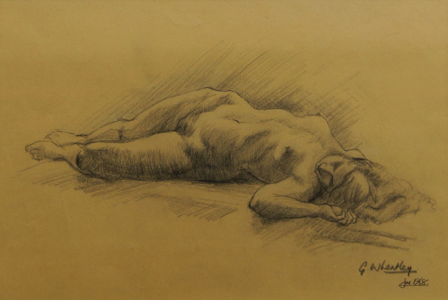 Grahame Wheatley, British b.1943- Two Drawings of Reclining Nudes; charcoal on paper, two, both