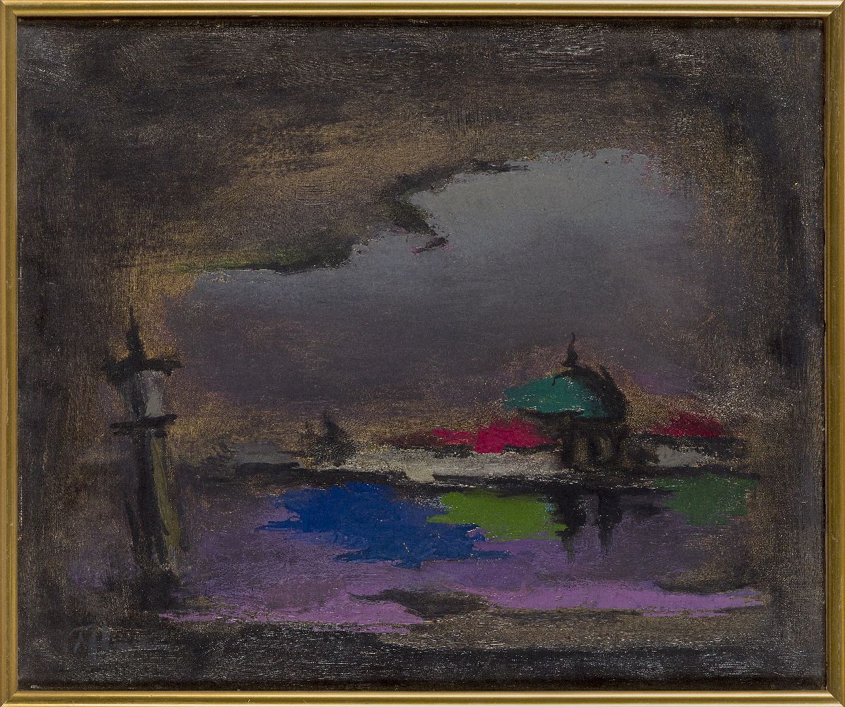 Siegried Alva, German 1901-1973- Untitled, circa 1950; oil on canvas, signed lower left, 38x45. - Image 2 of 3